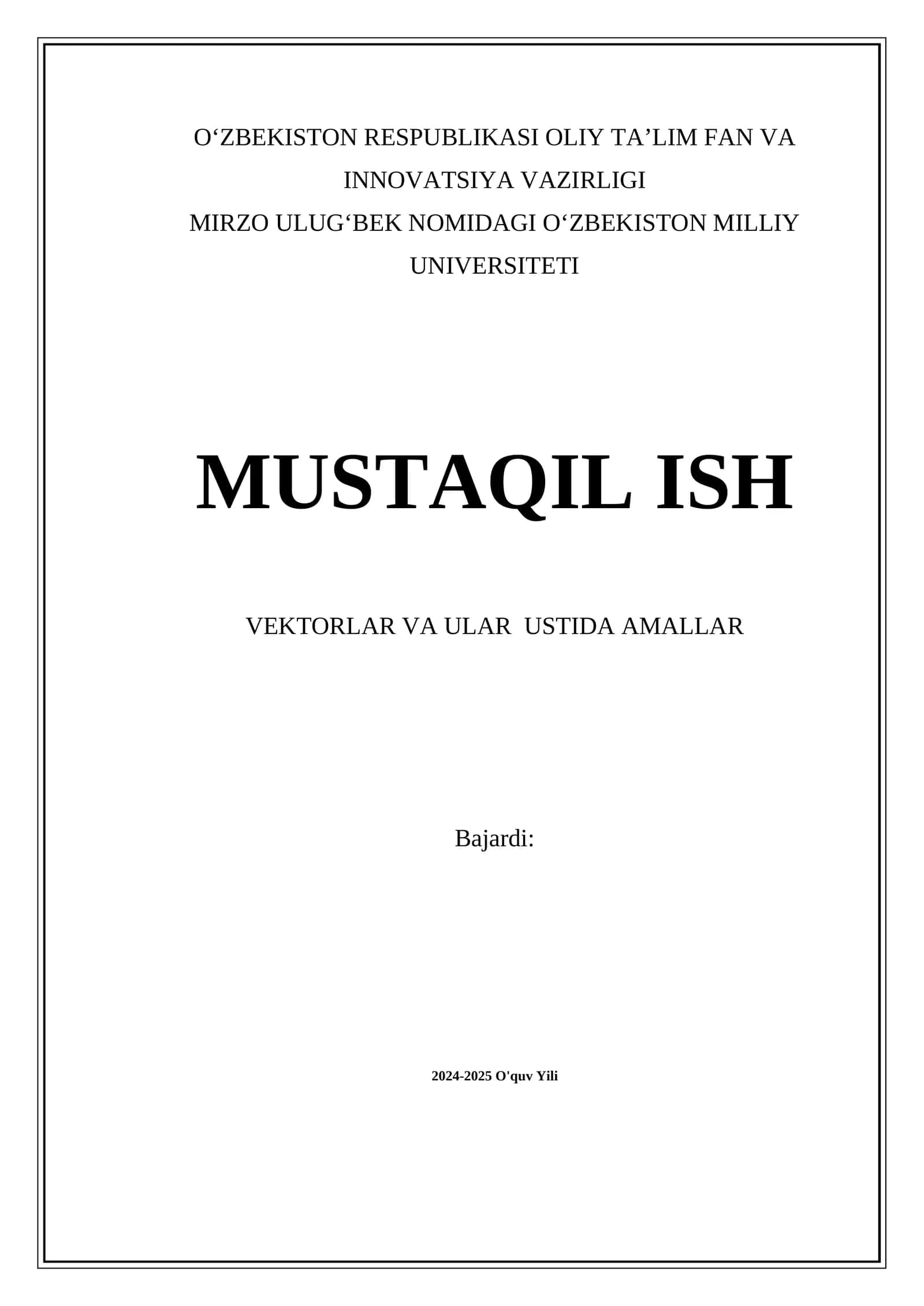 Vektorlar va ular ustida amallar 1