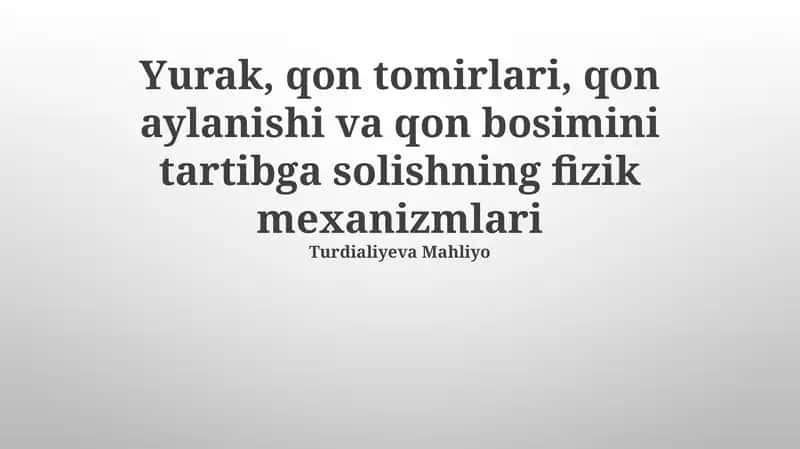 Qon bosimini tartibga solish mexanizmlari 1