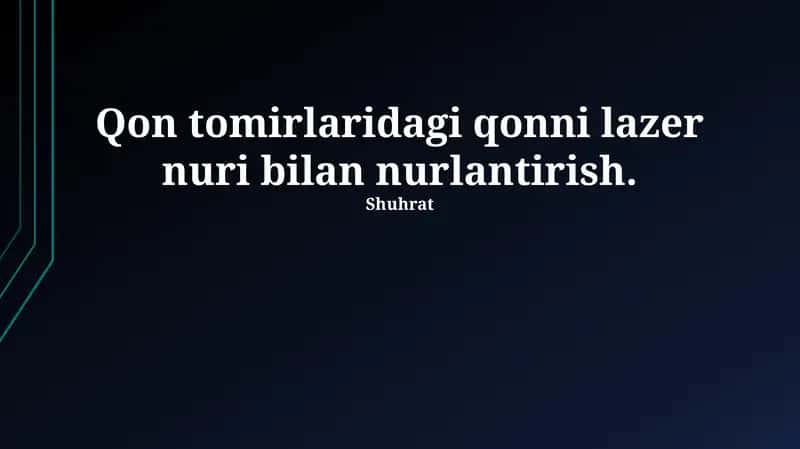 Qon tomirlaridagi qonni lazer nuri bilan nurlantirish 1