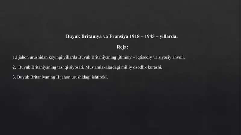 Buyuk Britaniya va Fransiya 1918-1945 yillarda 1
