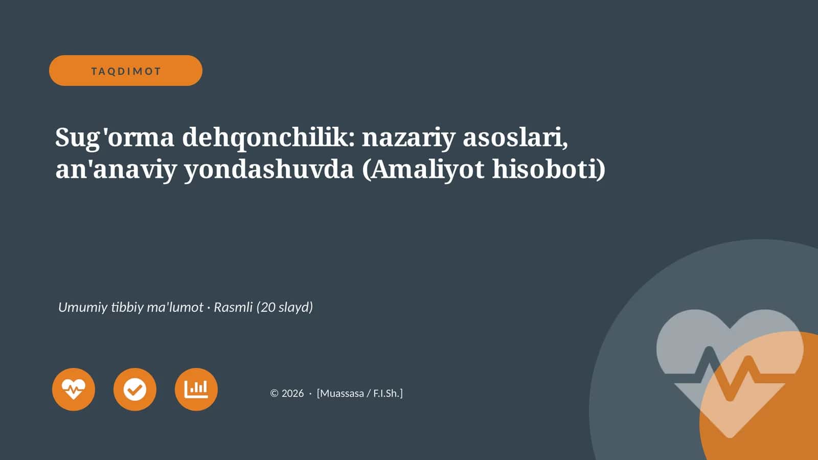 Sug'orma dehqonchilik: nazariy asoslari, an'anaviy yondashuvda (Amaliyot hisoboti) 1