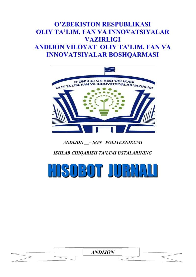 Ishlab chiqarish ta'limi ustasi Hisobot jurnali 1