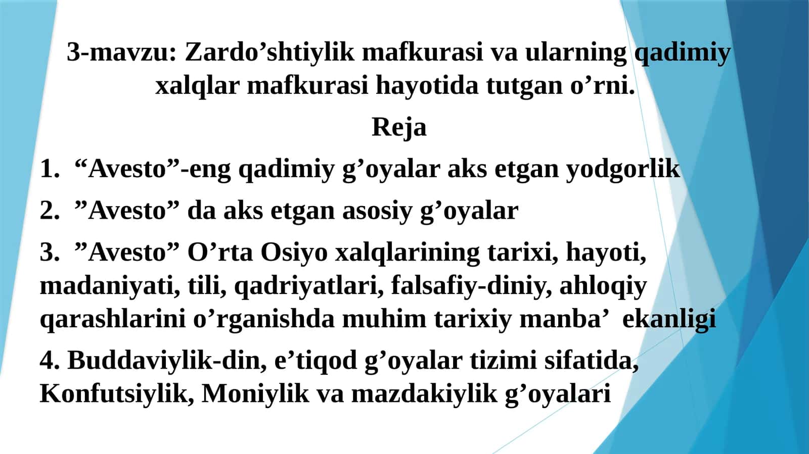 Zardo’shtiylik mafkurasi va ularning qadimiy xalqlar mafkurasi hayotida tutgan o’rni 1