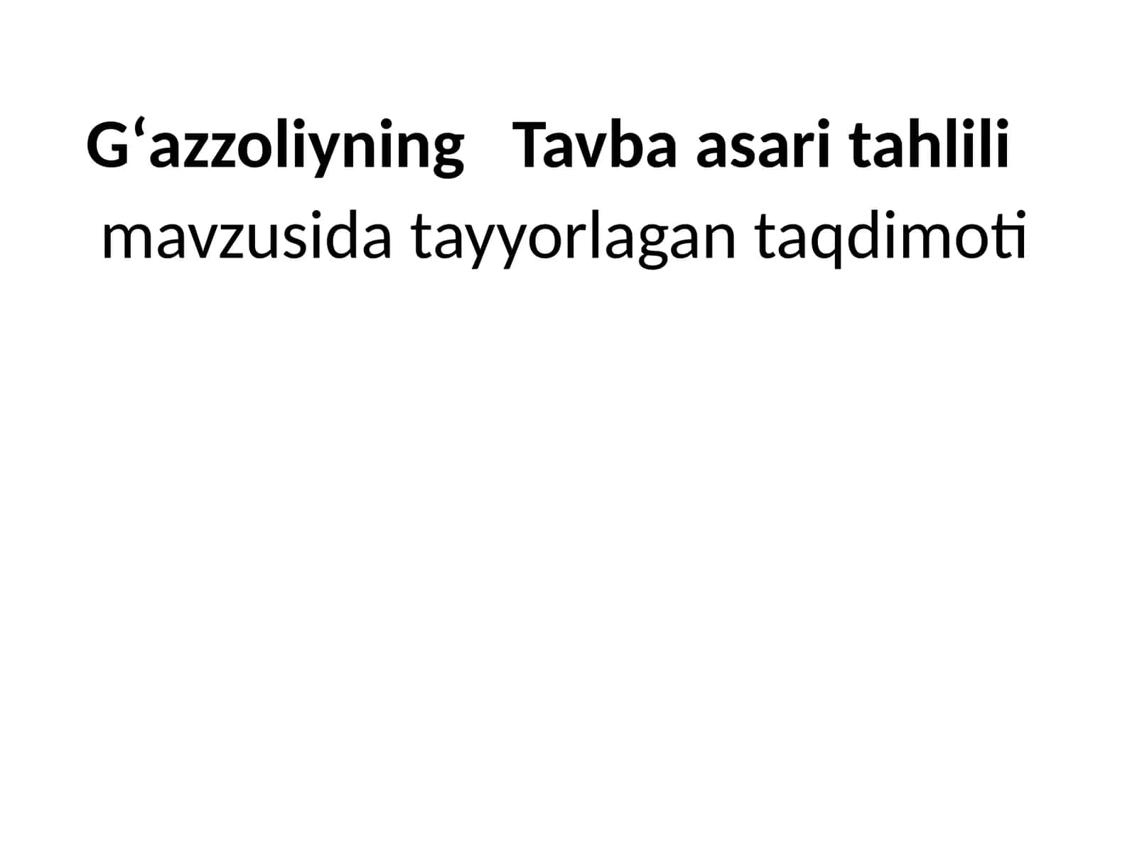 G‘azzoliyning   Tavba asari tahl 1