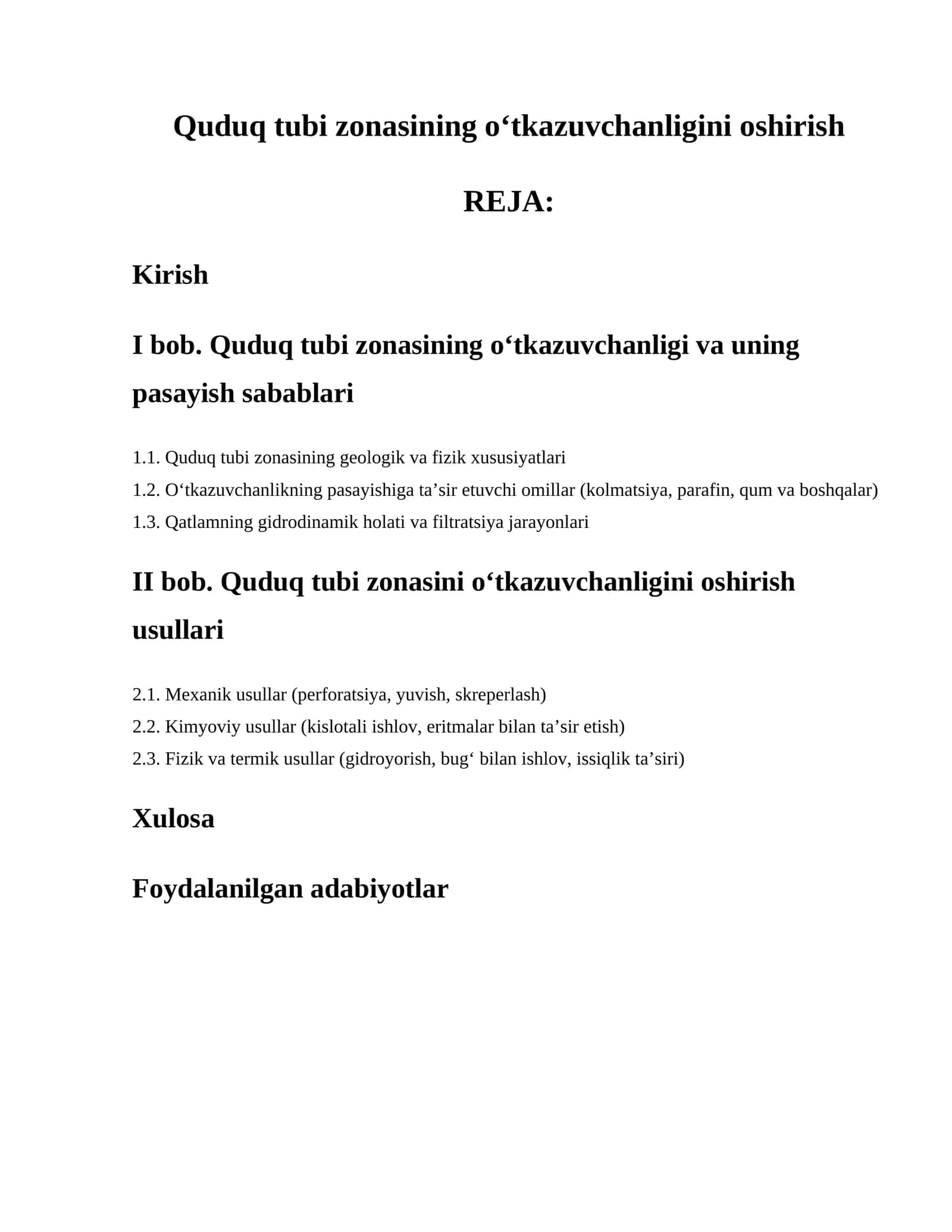 Quduq tubi zonasining o‘tkazuvchanligini oshirish 1