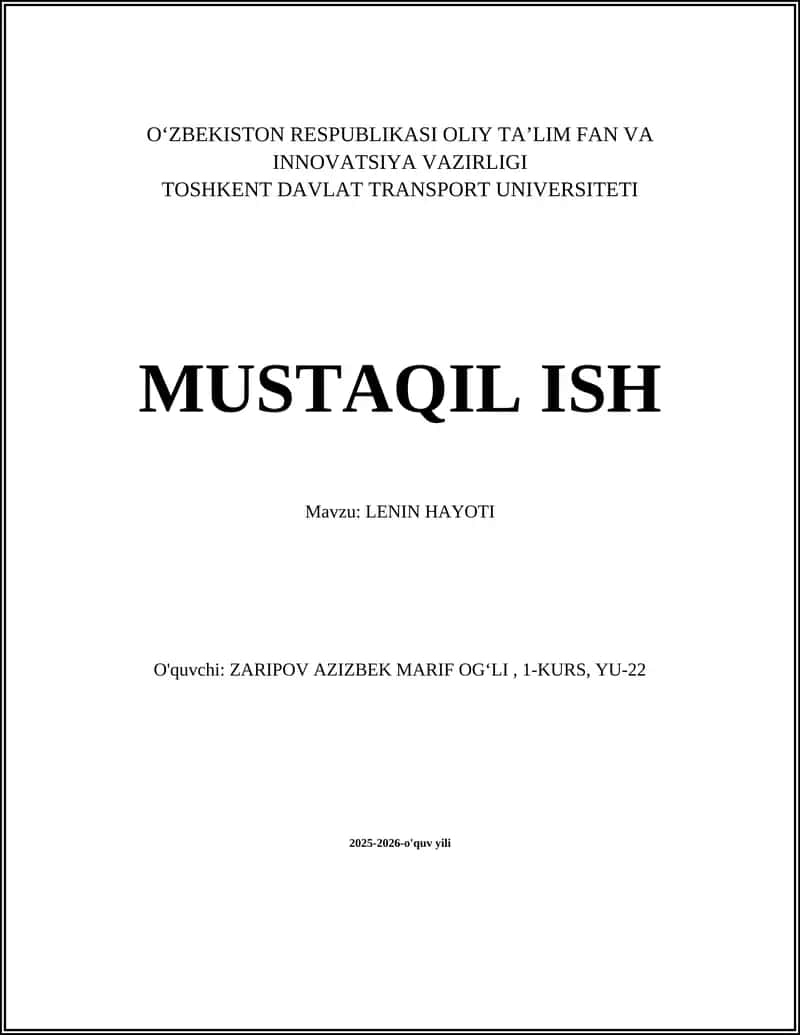 LENIN HAYOTI 1