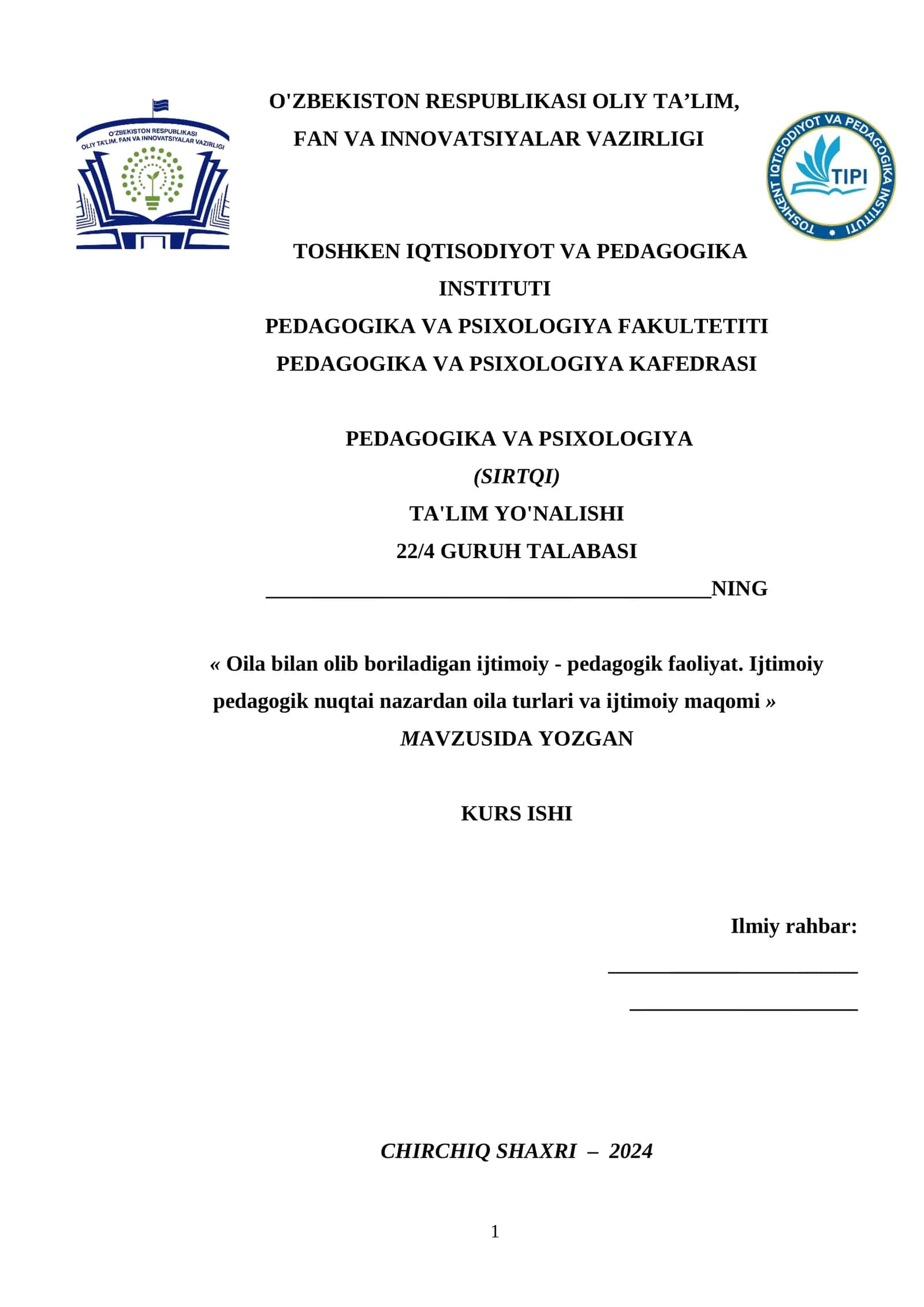 oila bilan olib boriladigan ijtimoiy 1