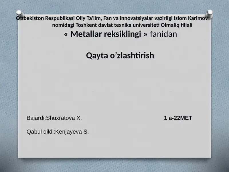 Kabel temir-tersak va chiqindilariga birlamchi ishlov berish 1