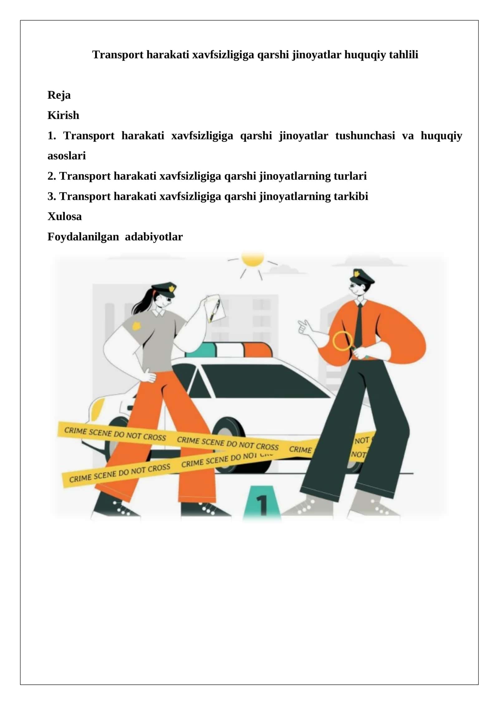 Transport harakati xavfsizligiga qarshi jinoyatlar huquqiy tahlili 1