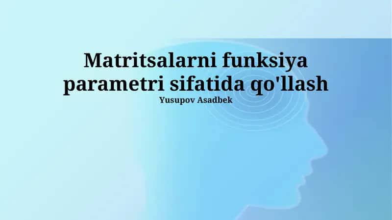Matritsalarni Funktsiya Parametrlari Sifatida Qo'llash 1