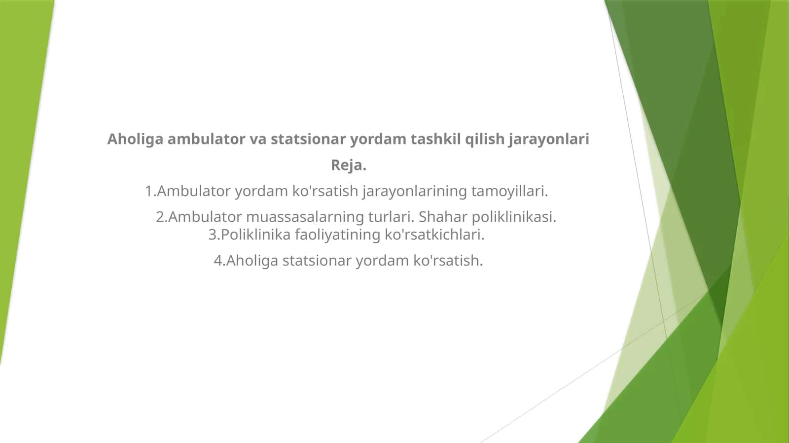 Aholiga ambulator va statsionar yordam tashkil qilish jarayonlari 1