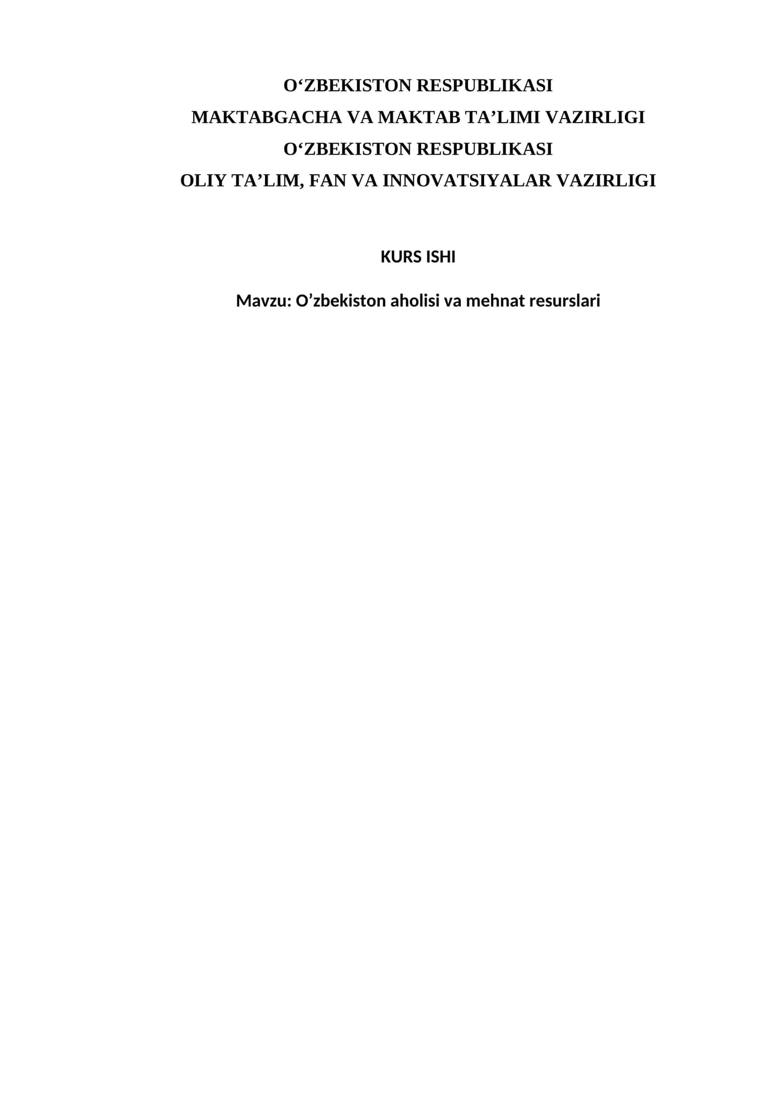 oʻzbekiston aholisi va mehnat resurslari 1