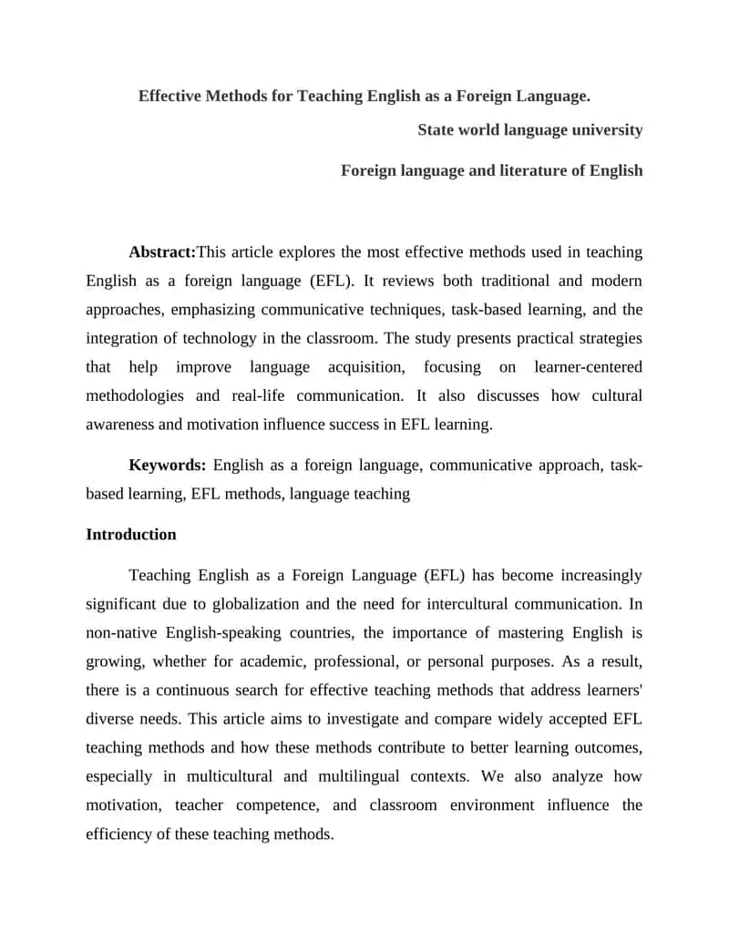 Effective Methods for Teaching English as a Foreign Language 1