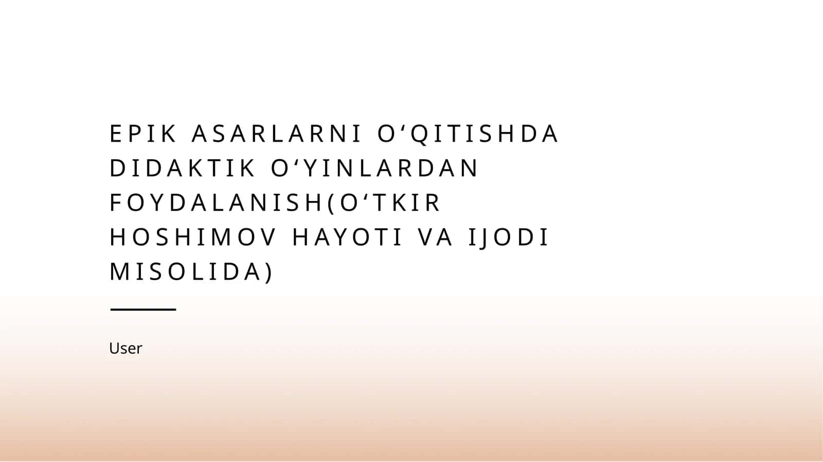 Epik asarlarni oʻqitishda didaktik oʻyinlardan foydalanish(Oʻtkir Hoshimov hayoti va ijodi misolida) 1