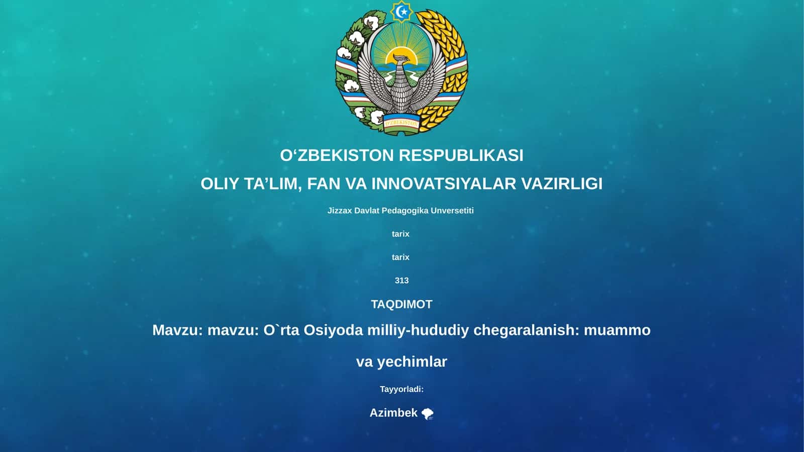 O`rta Osiyoda milliy-hududiy chegaralanish: muammo va yechimlar 1