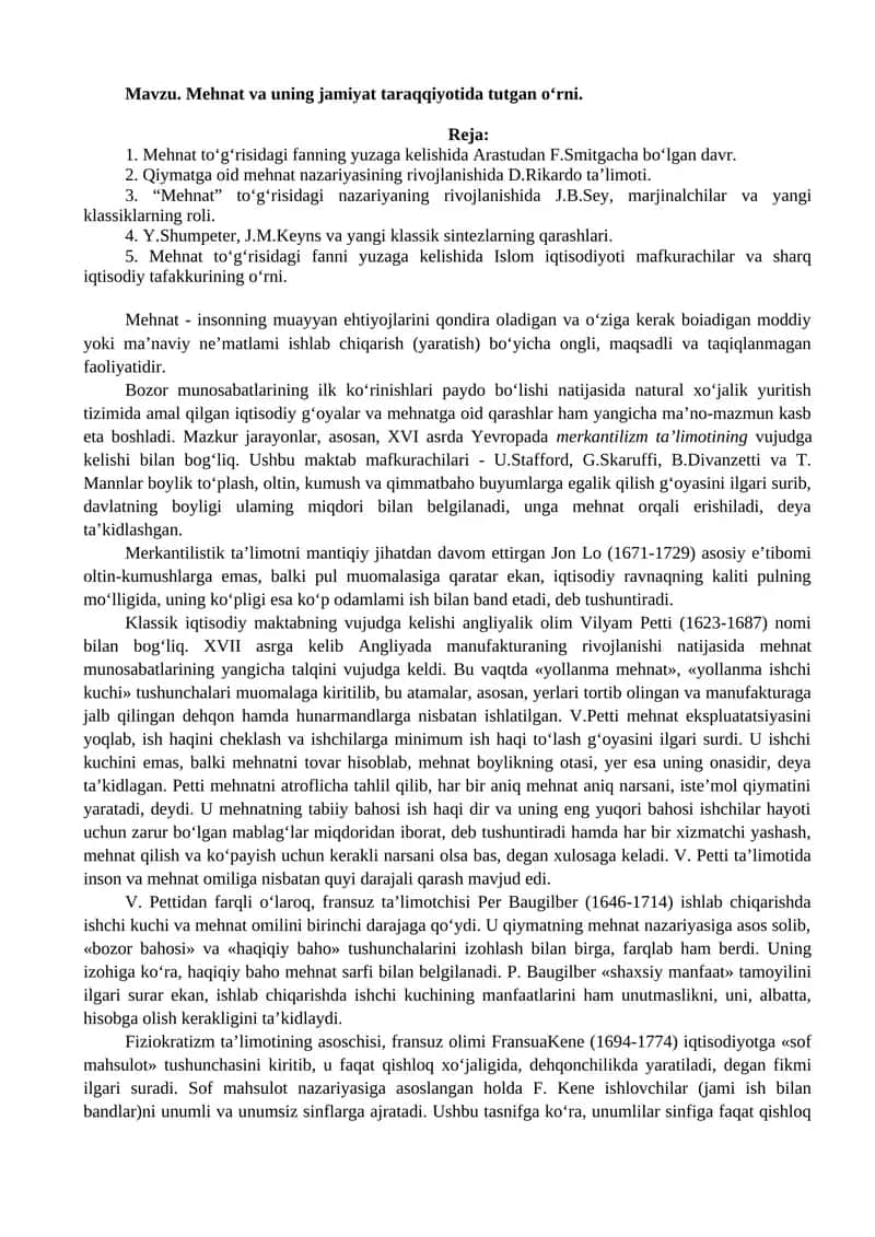 Mehnat va uning jamiyat taraqqiyotida tutgan o‘rni 1