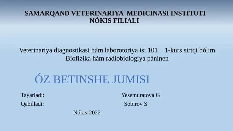ÓZ BETINSHE JUMISI 1
