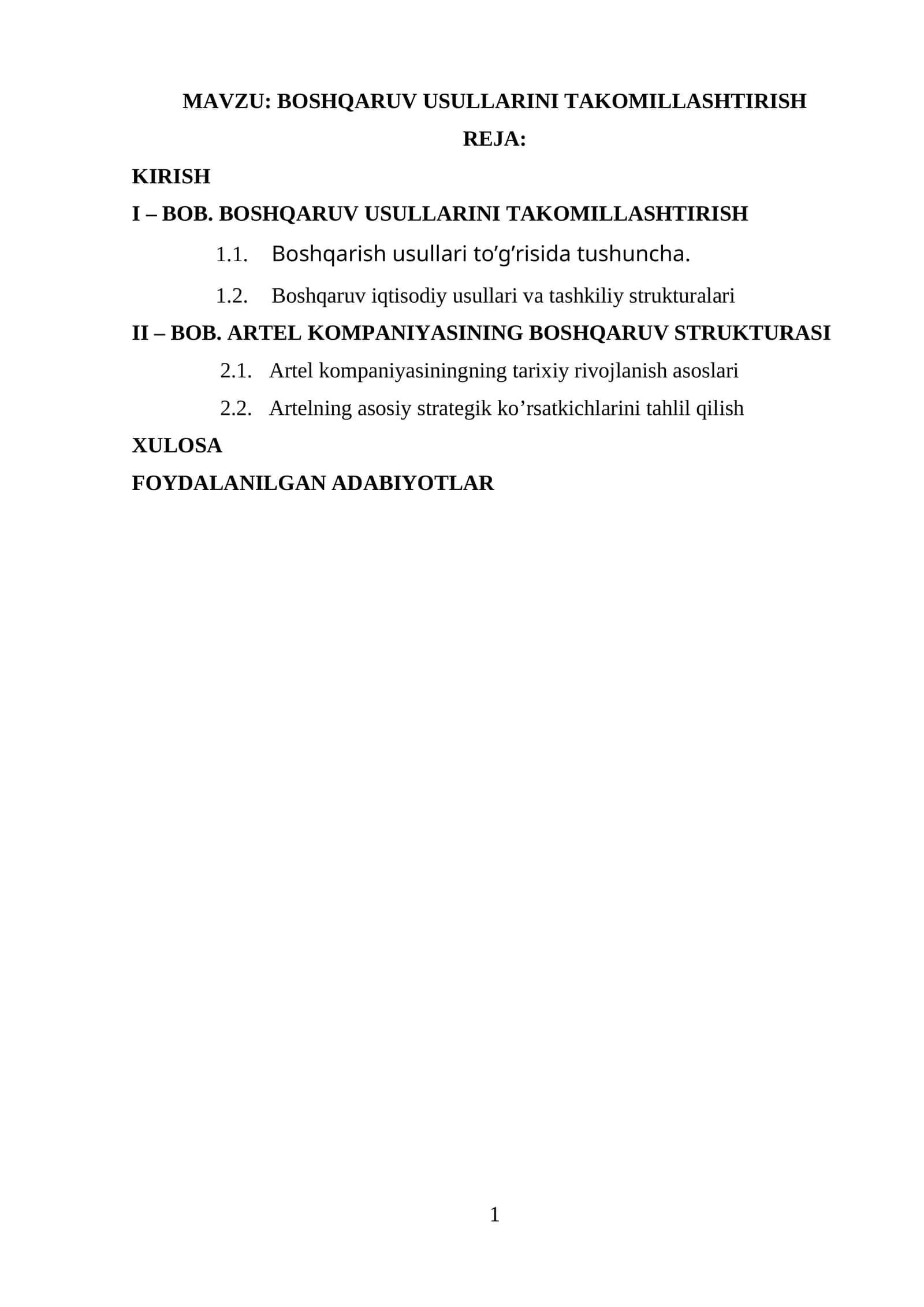 BOSHQARUV USULLARINI TAKOMILLASHTIRISH 1