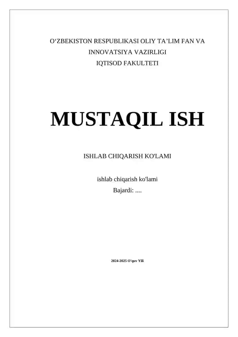 Ishlab chiqarish ko'lami 1