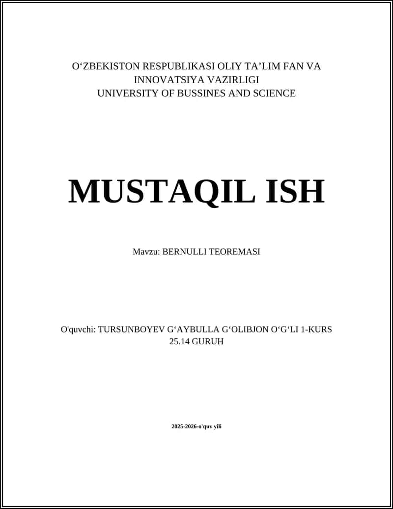 BERNULLI TEOREMASI 1