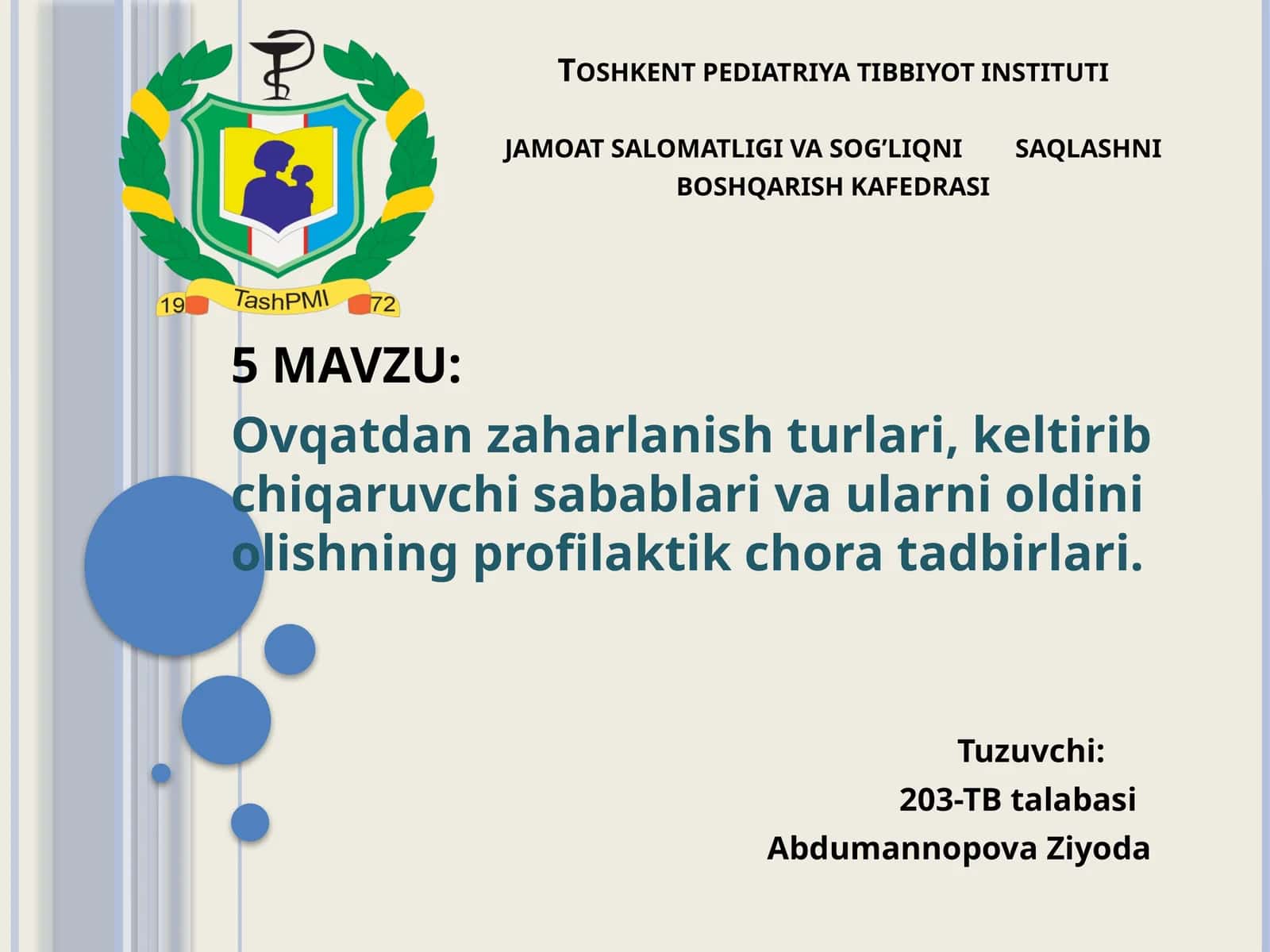 Ovqatdan zaharlanish turlari va oldini olish birlari 1