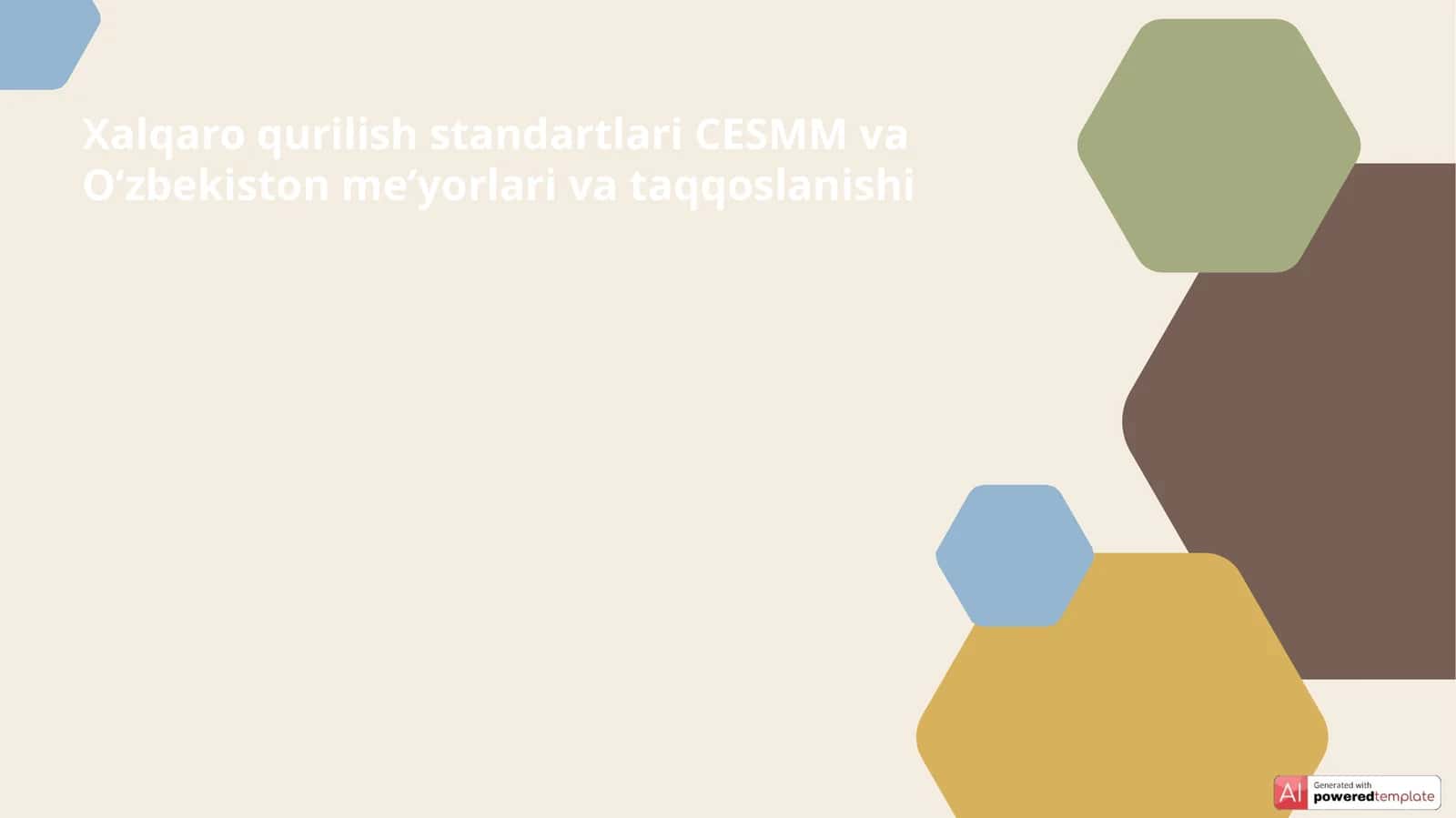 Xalqaro qurilish standartlari CESMM va Oʻzbekiston meʼyorlari va taqqoslanishi 1