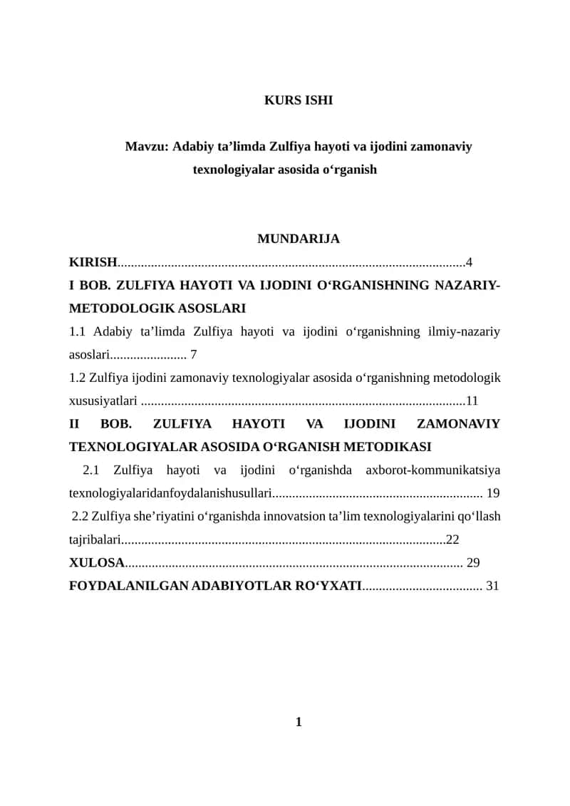 Adabiy ta’limda Zulfiya hayoti va ijodini zamonaviy texnologiyalar asosida o‘rganish 1