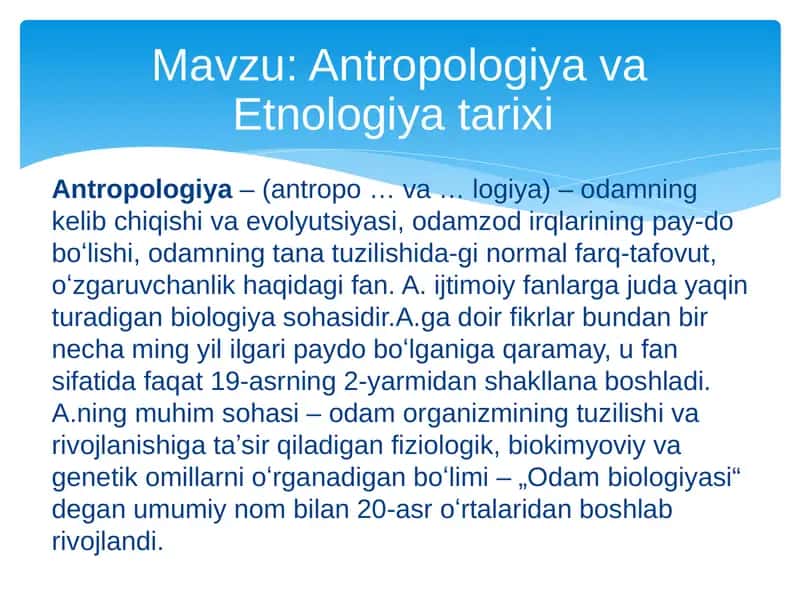 Antropologiya va etanologiya 1