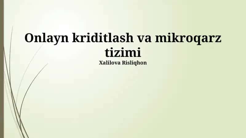 Onlayn kriditlash va mikroqarz tizimi 1