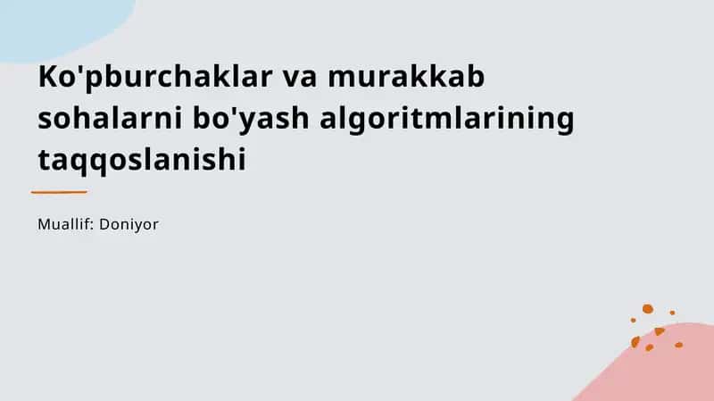 Algoritmni tahlil qilish va taqqoslash 1