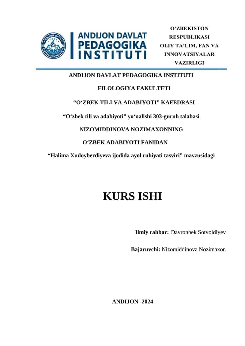 Halima Xudoyberdiyeva ijodida ayol ruhiyati tasviri 1