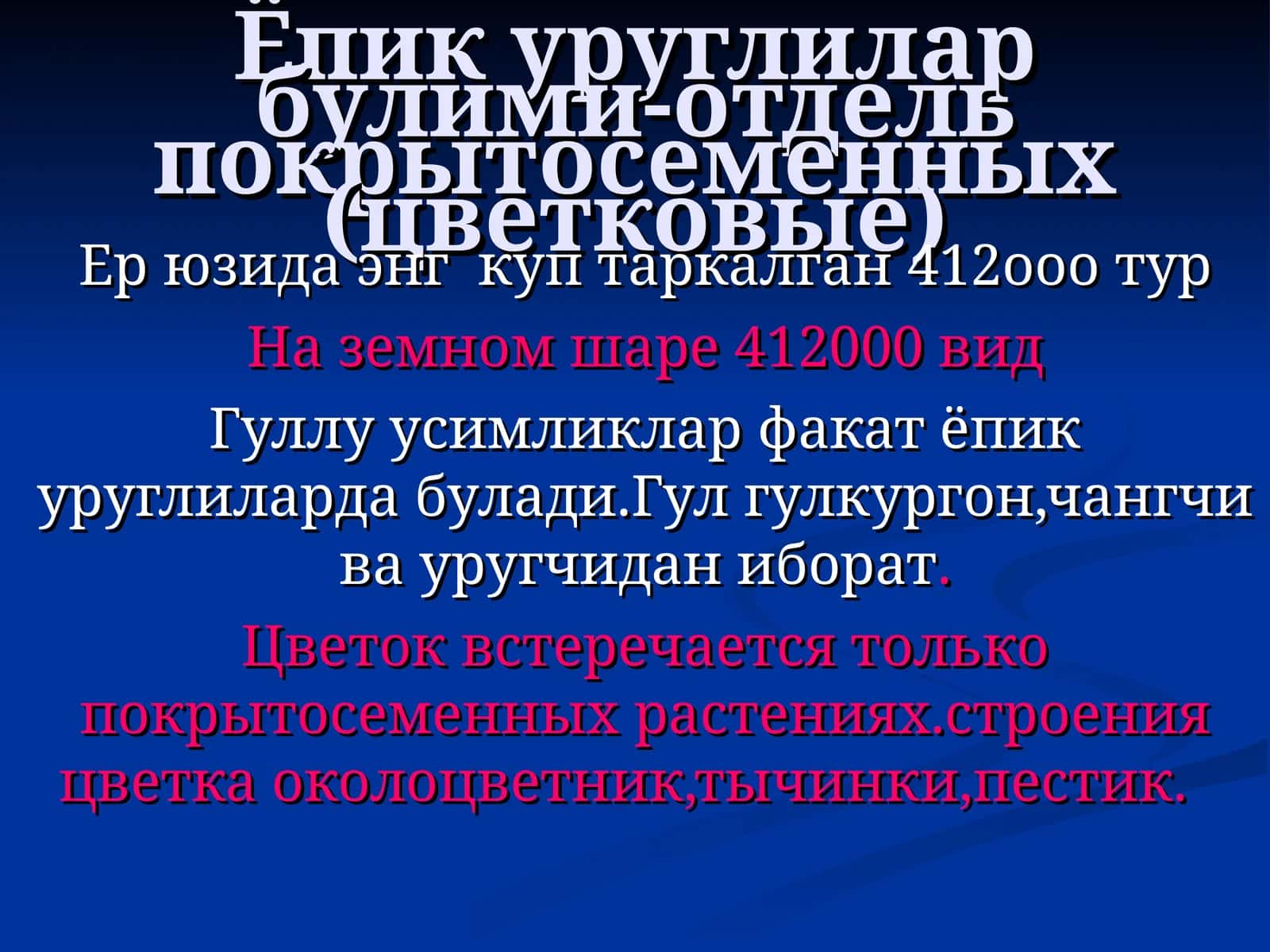 Ёпик уруглилар булими-отдель покрытосеменных (цветковые) 1
