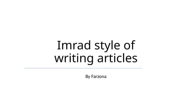 Imrad style of writing articles 1