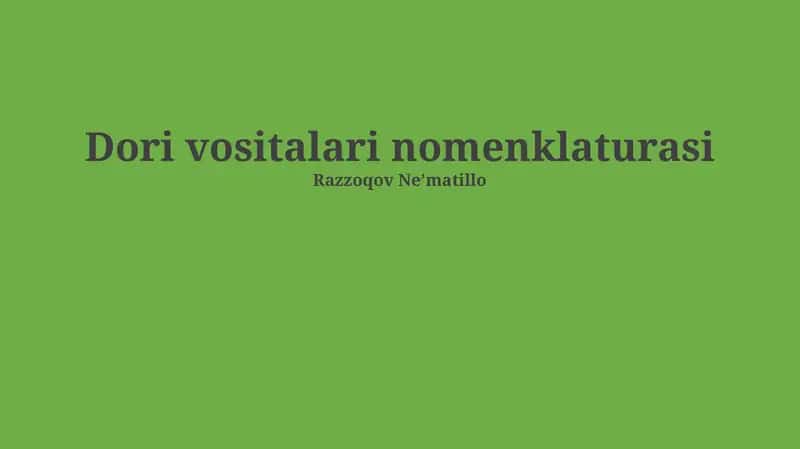 Transport vositalarining nomenklaturasi 1