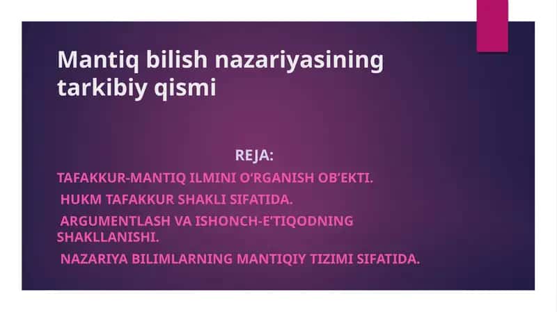Mantiqbilish nazariyasi 1