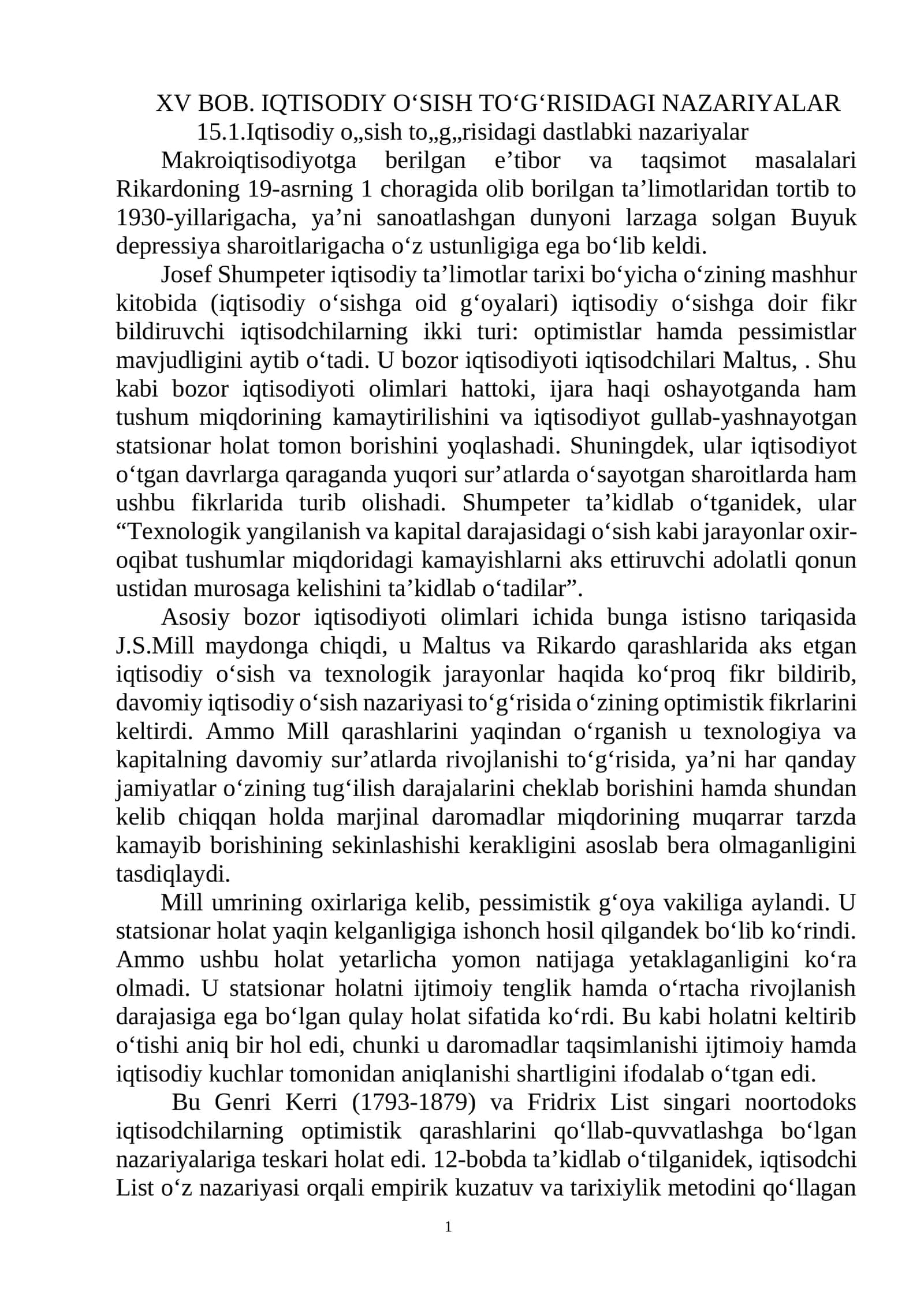 IQTISODIY O‘SISH TO‘G‘RISIDAGI NAZARIYALAR 1