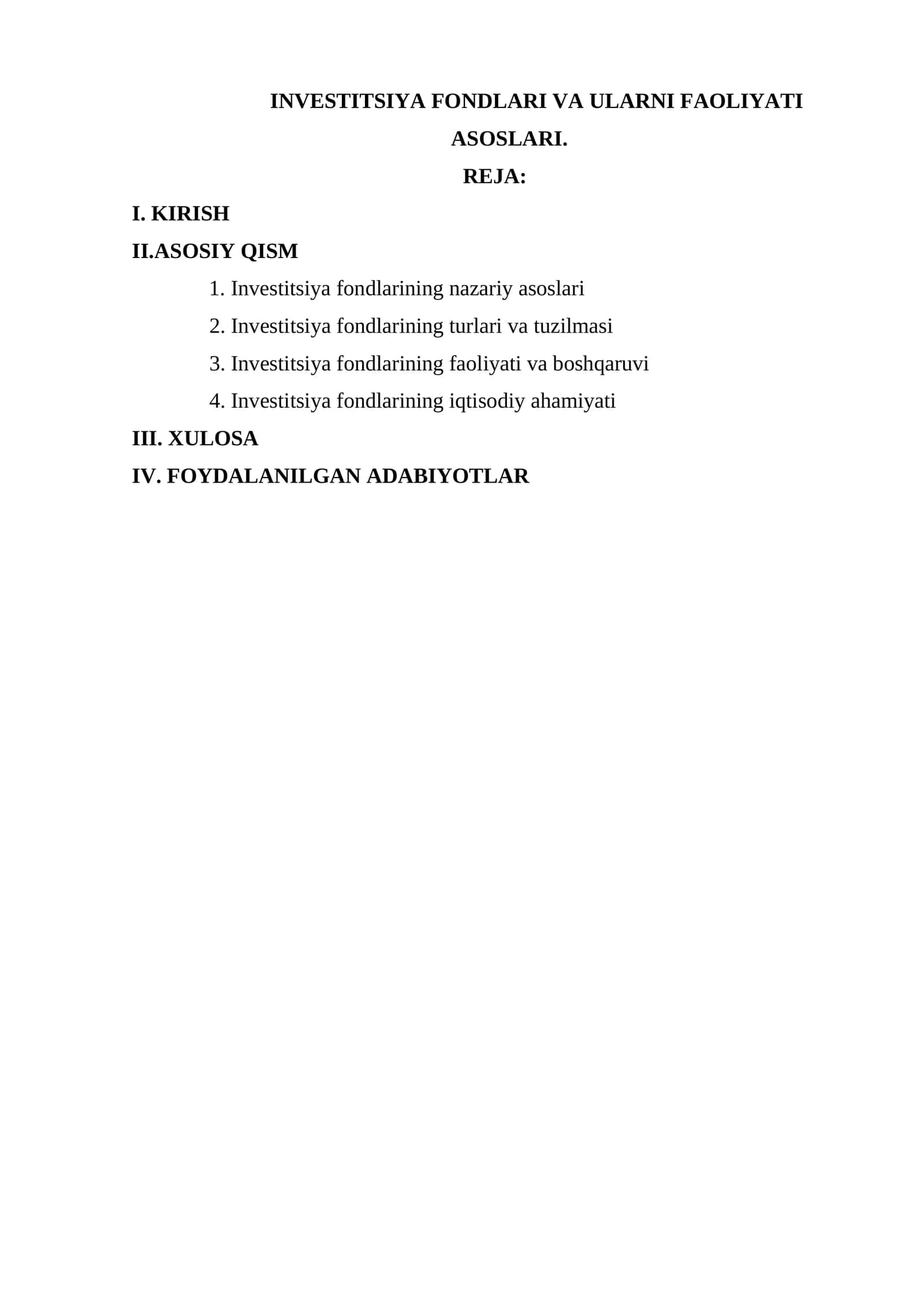 INVESTITSIYA FONDLARI VA ULARNI FAOLIYATI ASOSLARI 1