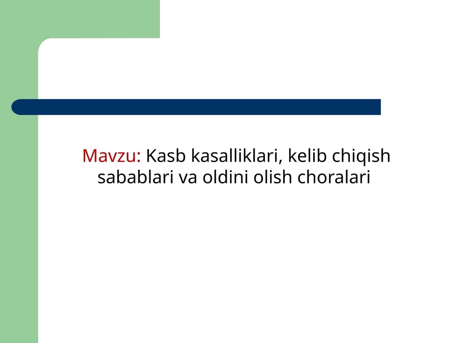 Kasb kasalliklari, kelib chiqish sabablari va oldini olish choralari 1