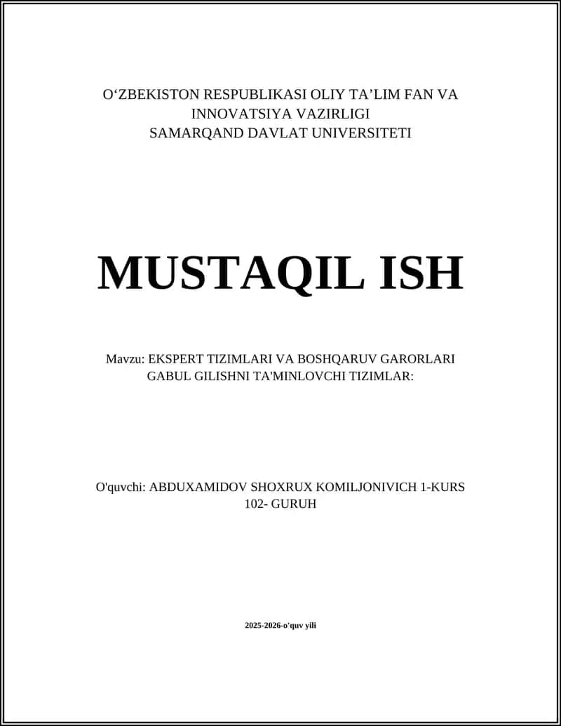 Ekspert Tizimlari 1