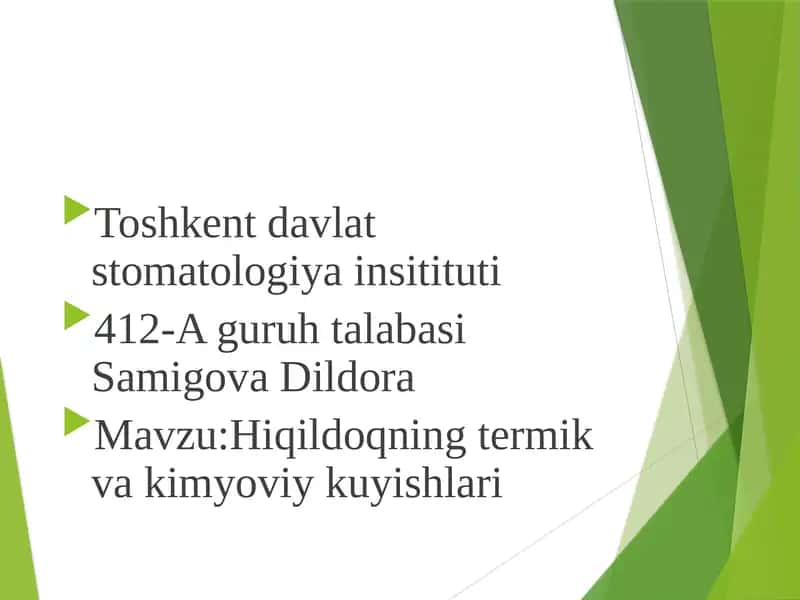 HIQILDOQNING TЕRMIK VA KIMYOVIY KUYISHLARI 1