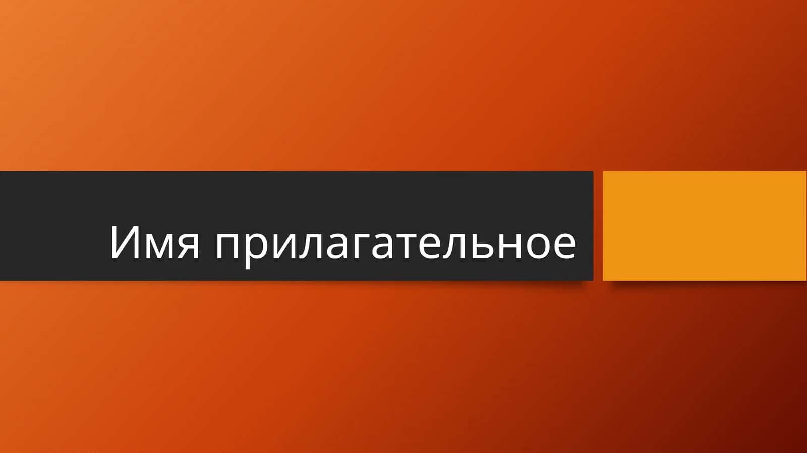 Имя прилагательное 1