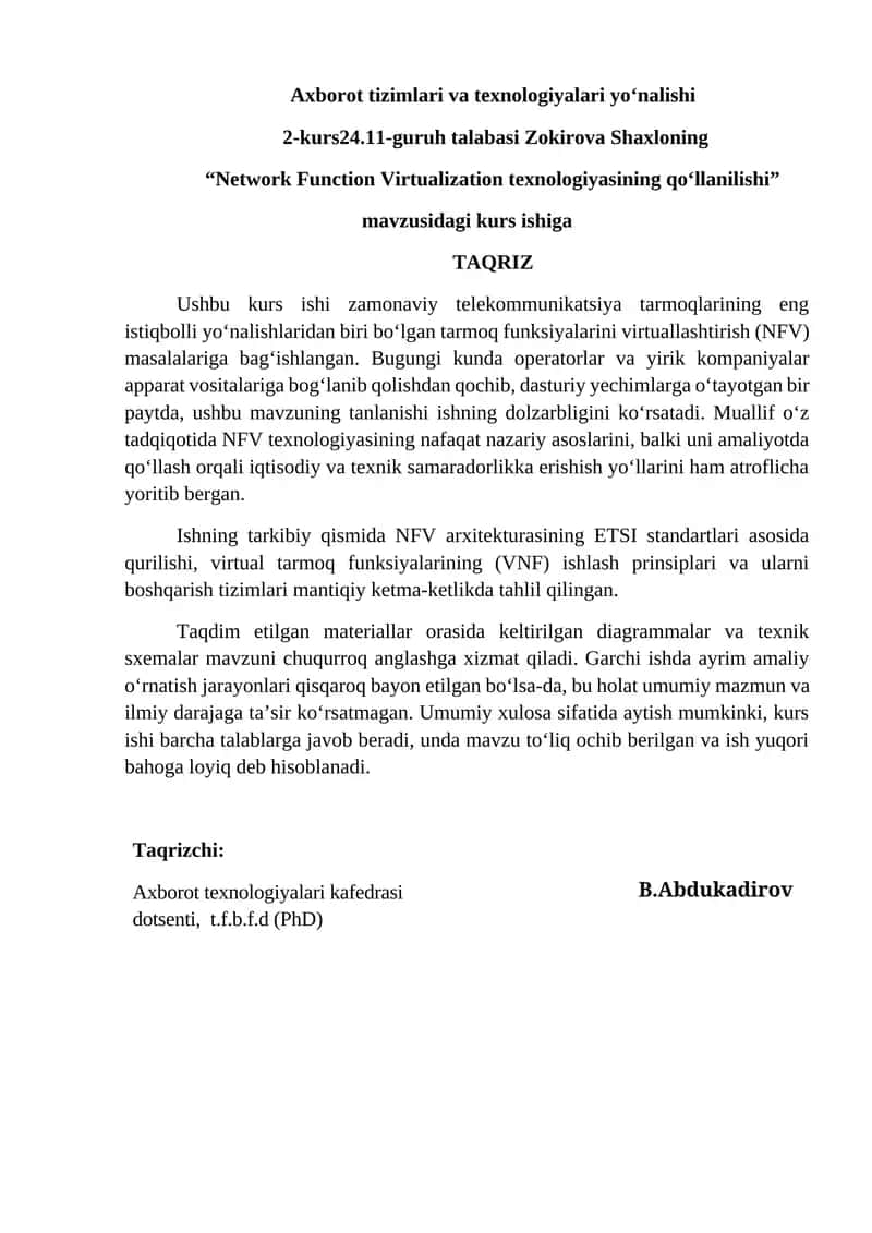 Network Function Virtualization texnologiyasining qo‘llanilishi 1
