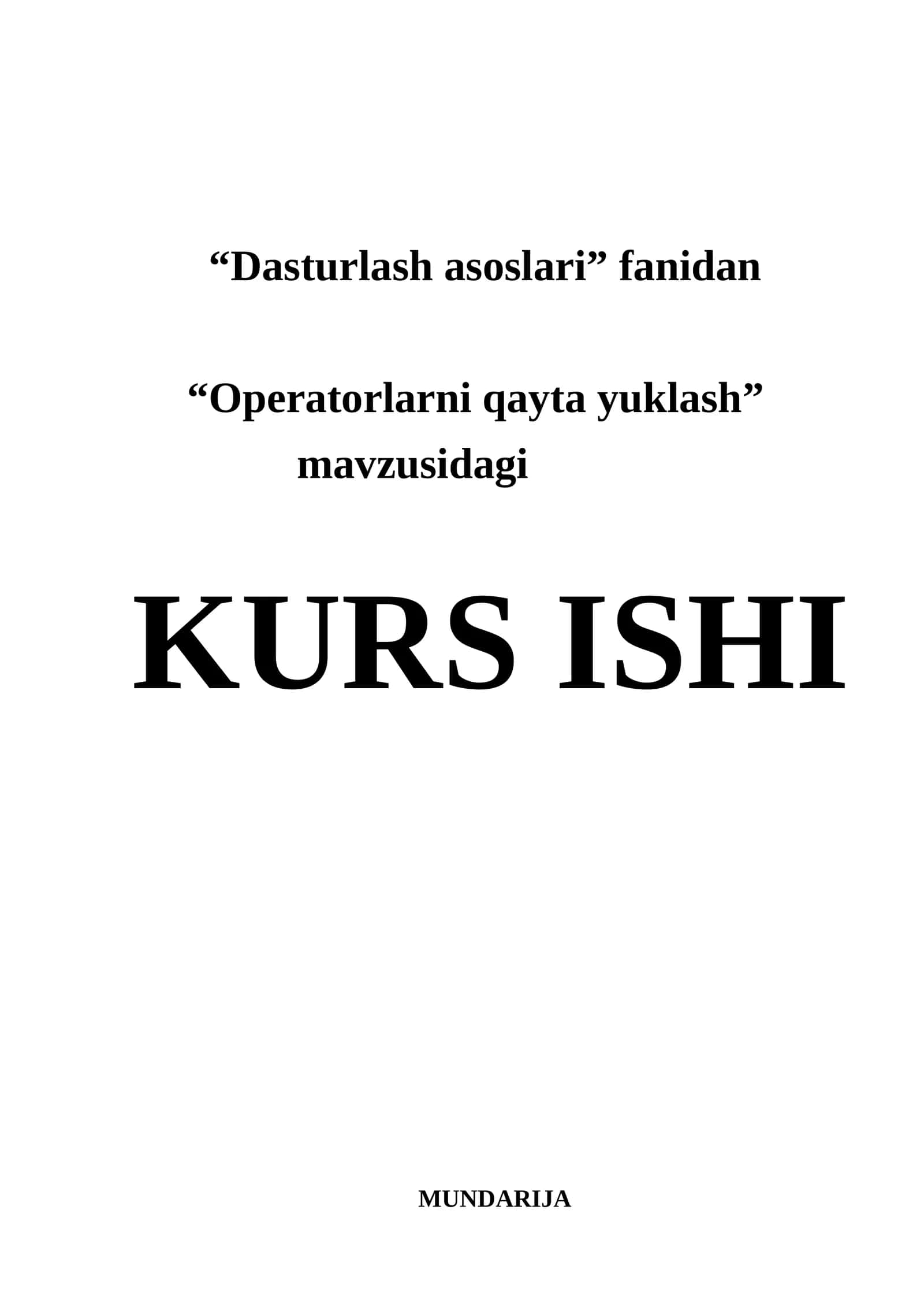 Operatorlarni qayta yuklash 1