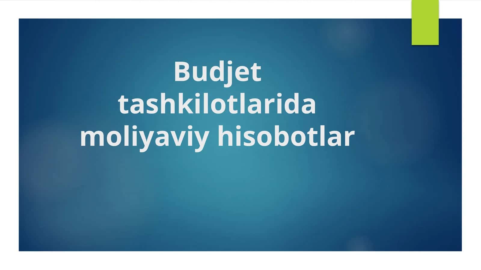 Budjet tashkilotlarida moliyaviy hisobotlar 1