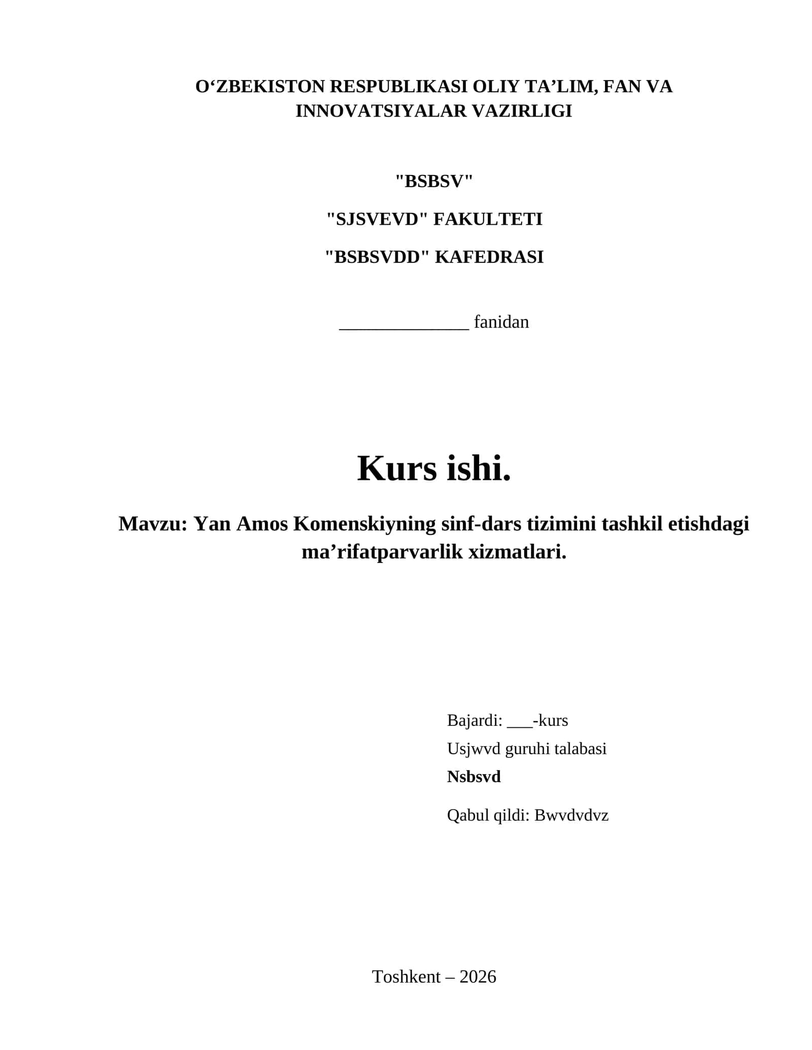 Yan Amos Komenskiyning sinf-dars tizimini tashkil etishdagi ma’rifatparvarlik xizmatlari. 1
