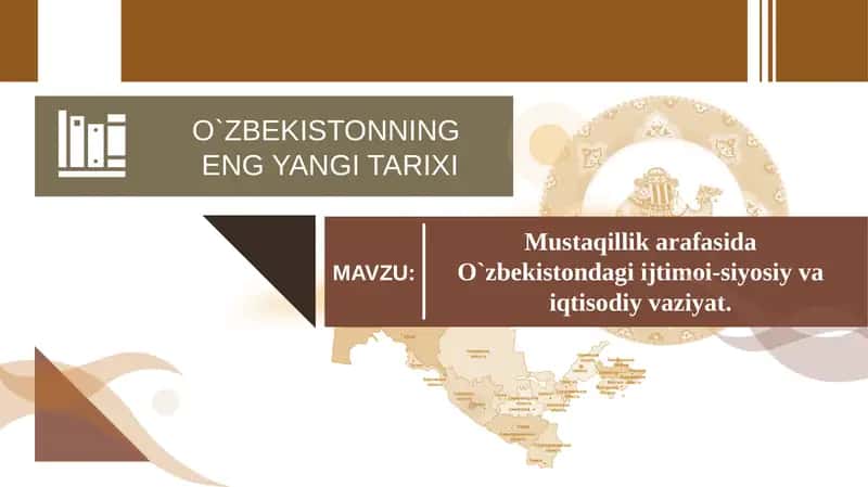 O`ZBEKISTONNING ENG YANGI TARIXI 1