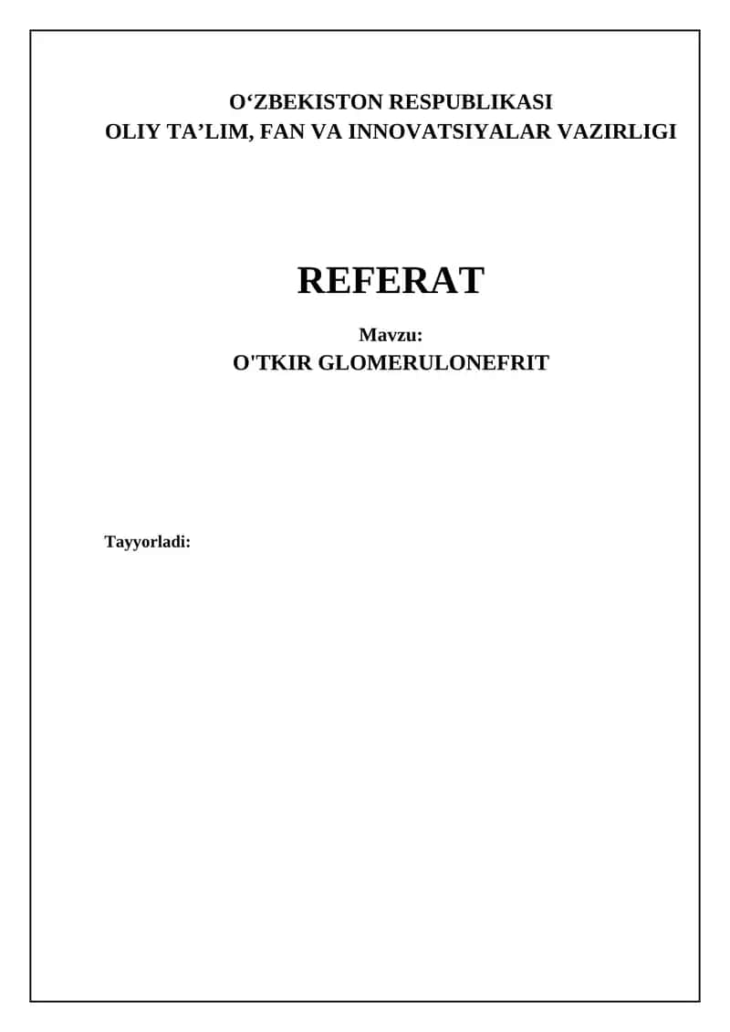 O'TKIR GLOMERULONEFRIT 1