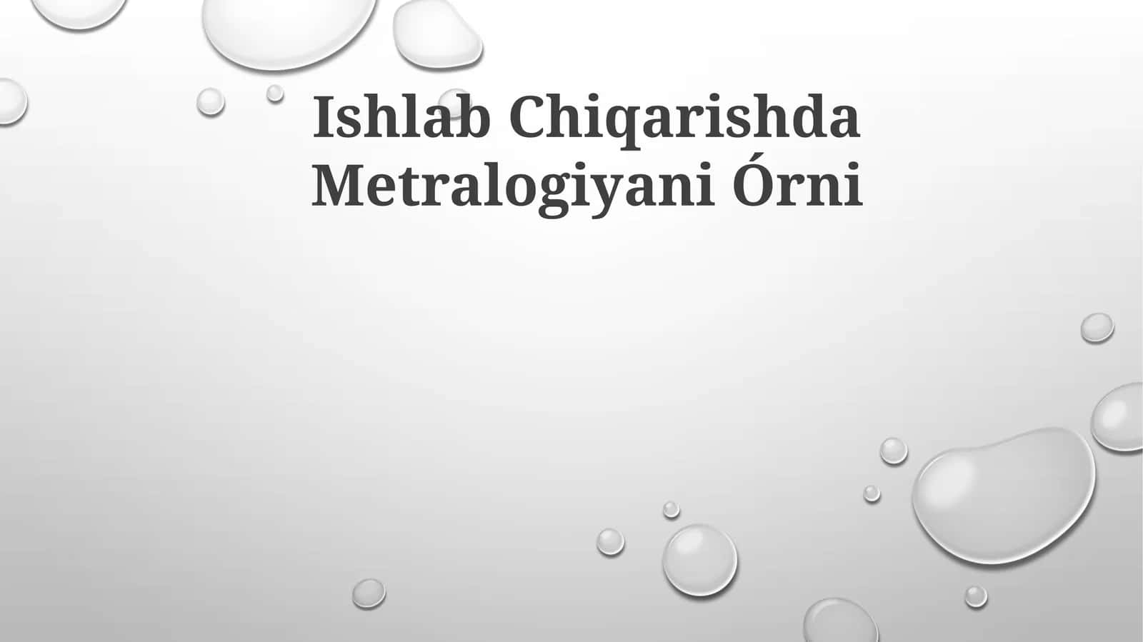 Metrologiya va Ishlab Chiqarish 1