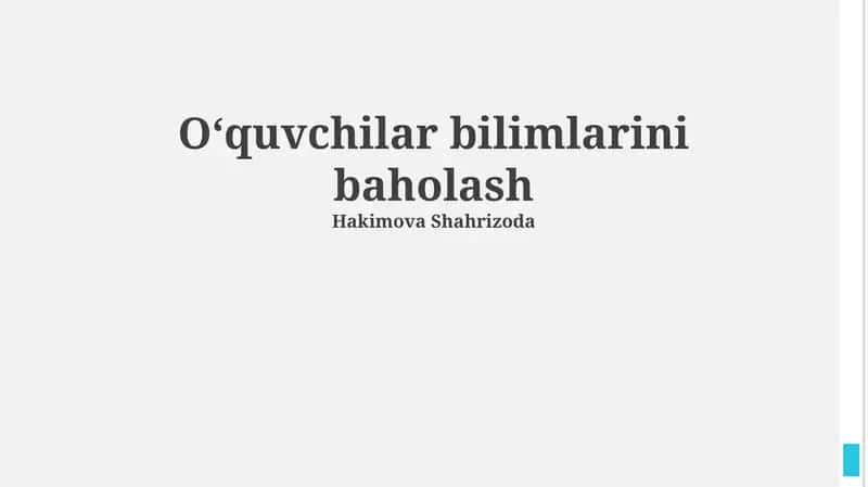 Oʻquvchilar bilimlarini baholash 1