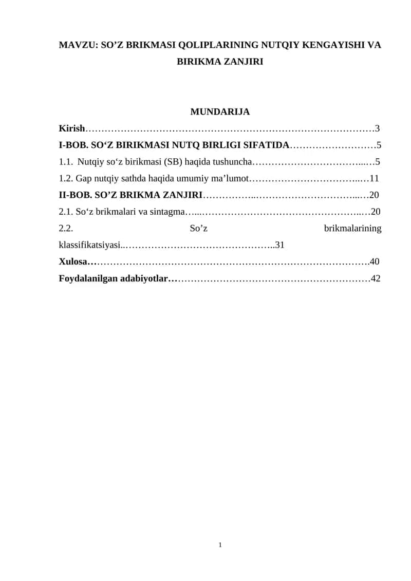 SO’Z BRIKMASI QOLIPLARINING NUTQIY KENGAYISHI VA BIRIKMA ZANJIRI 1